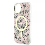 Guess iPhone 14 Cover Flower MagSafe Rosa