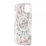 Guess iPhone 14 Cover Flower MagSafe Rosa
