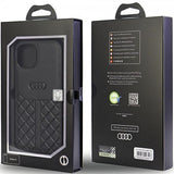 Audi iPhone 14 Cover Ægte Læder Etui Sort