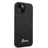Guess iPhone 14 Cover Glitter Flakes Metal Logo Sort