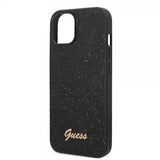 Guess iPhone 14 Cover Glitter Flakes Metal Logo Sort