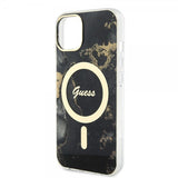 Guess iPhone 14 Cover Golden Marble MagSafe Sort