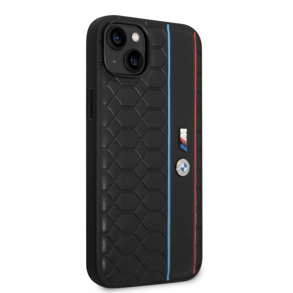 BMW iPhone 14 Cover Hexagonal Mønster Sort