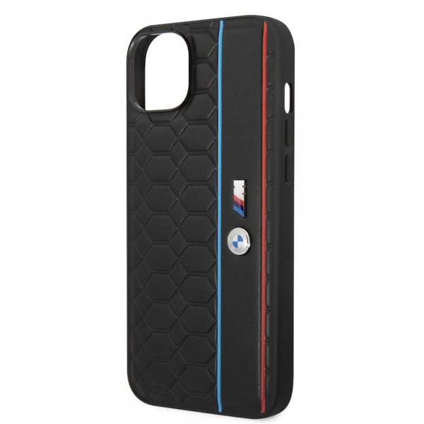 BMW iPhone 14 Cover Hexagonal Mønster Sort