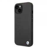 BMW iPhone 14 Cover Hot Stamp Metal Logo Sort