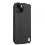 BMW iPhone 14 Cover Hot Stamp Metal Logo Sort