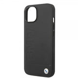 BMW iPhone 14 Cover Hot Stamp Metal Logo Sort