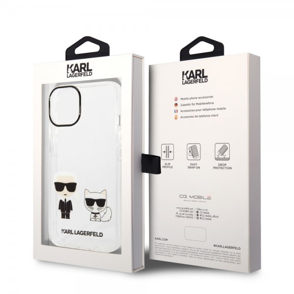 Karl Lagerfeld iPhone 14 Cover Karl & Choupette Gradient Hvid