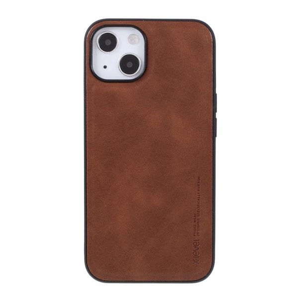X-Level iPhone 14 Cover Lædertekstur Brun