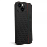 AMG iPhone 14 Cover Flydende Silikone Kulfiber Mønster Sort