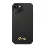 Guess iPhone 14 Skal Liquid Silicone Metal Logo Svart
