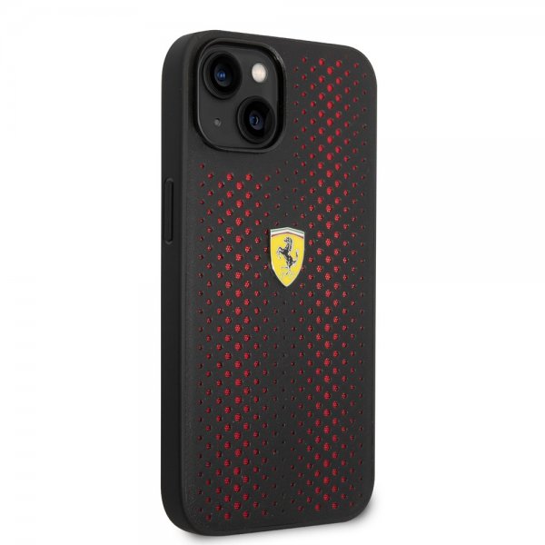 Ferrari iPhone 14 Cover Logo Perforated Rød