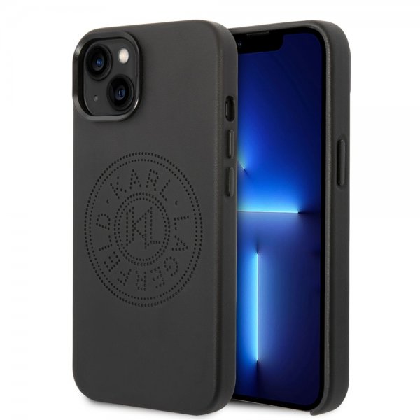 Karl Lagerfeld iPhone 14 Cover Logo Perforeret Sort