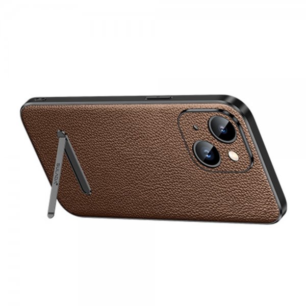Sulada iPhone 14 Cover med Stativ Brun