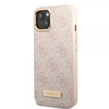Guess iPhone 14 Cover Metal Plate Logo MagSafe Rosa