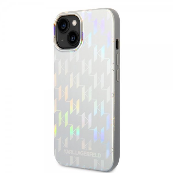 Karl Lagerfeld iPhone 14 Cover Monogram Iridescent Silver