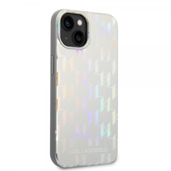 Karl Lagerfeld iPhone 14 Cover Monogram Iridescent Silver