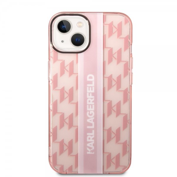 Karl Lagerfeld iPhone 14 Cover Monogram Vertical Stripe Rosa