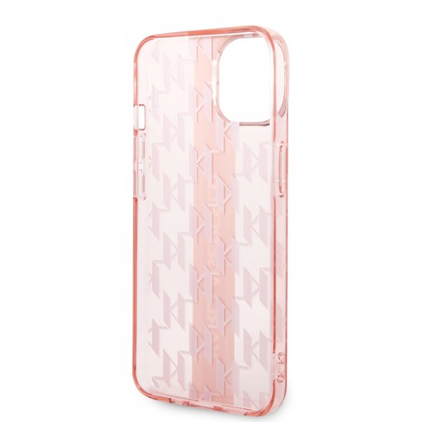 Karl Lagerfeld iPhone 14 Cover Monogram Vertical Stripe Rosa