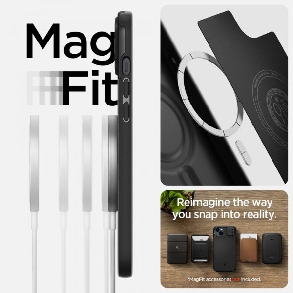 Spigen iPhone 14 Cover Optik Armor MagFit Sort