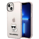 Karl Lagerfeld iPhone 14 Cover Printed Choupette Transparent Rosa