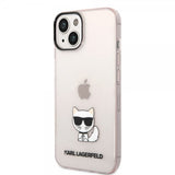 Karl Lagerfeld iPhone 14 Cover Printed Choupette Transparent Rosa