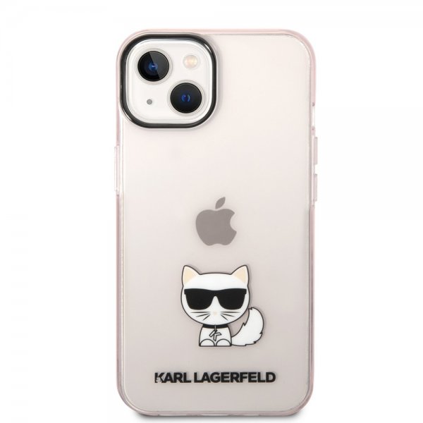 Karl Lagerfeld iPhone 14 Cover Printed Choupette Transparent Rosa