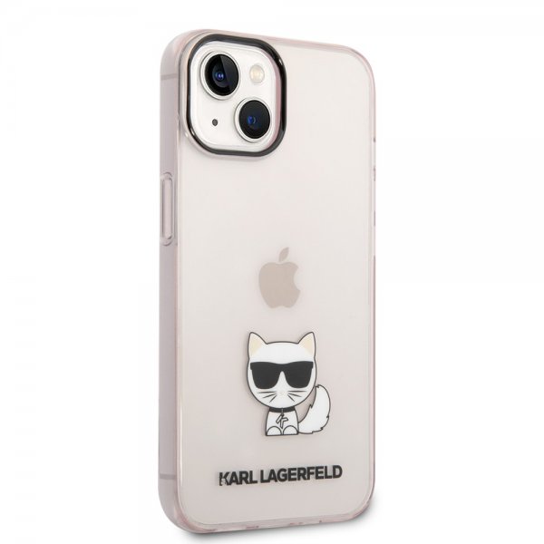 Karl Lagerfeld iPhone 14 Cover Printed Choupette Transparent Rosa