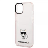 Karl Lagerfeld iPhone 14 Cover Printed Choupette Transparent Rosa