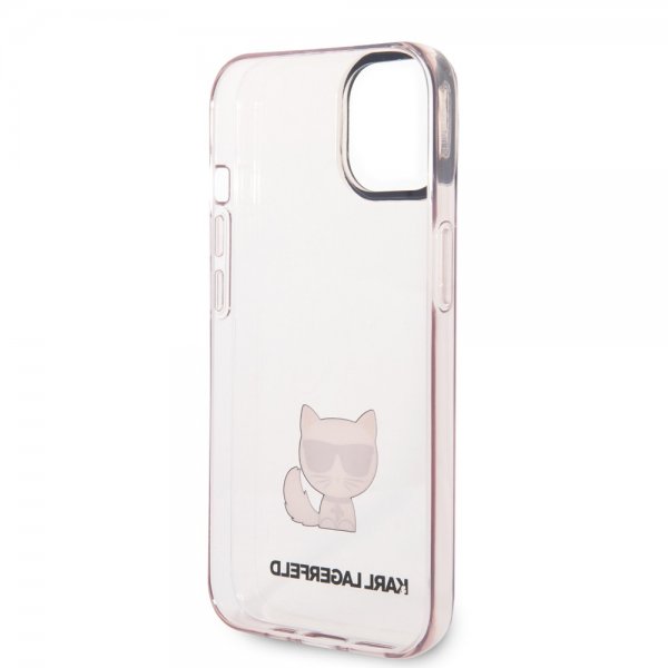 Karl Lagerfeld iPhone 14 Cover Printed Choupette Transparent Rosa