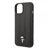 Karl Lagerfeld iPhone 14 Cover Quilted Nylon Puffy Case Ikonik Pin Sort