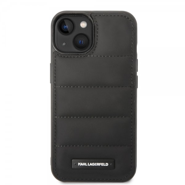 Karl Lagerfeld iPhone 14 Cover Quilted Nylon Puffy Case Logo Plate Sort