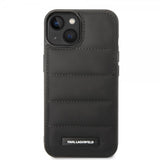 Karl Lagerfeld iPhone 14 Cover Quilted Nylon Puffy Case Logo Plate Sort
