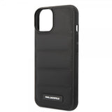 Karl Lagerfeld iPhone 14 Cover Quilted Nylon Puffy Case Logo Plate Sort