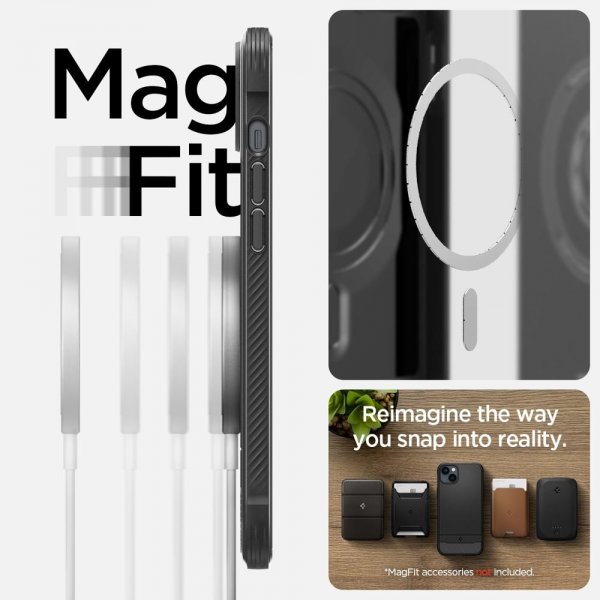 Spigen iPhone 14 Cover Rugged Armor MagFit Mat Sort