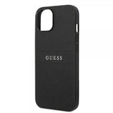 Guess iPhone 14 Cover Saffiano Metal Logo Stripes Sort