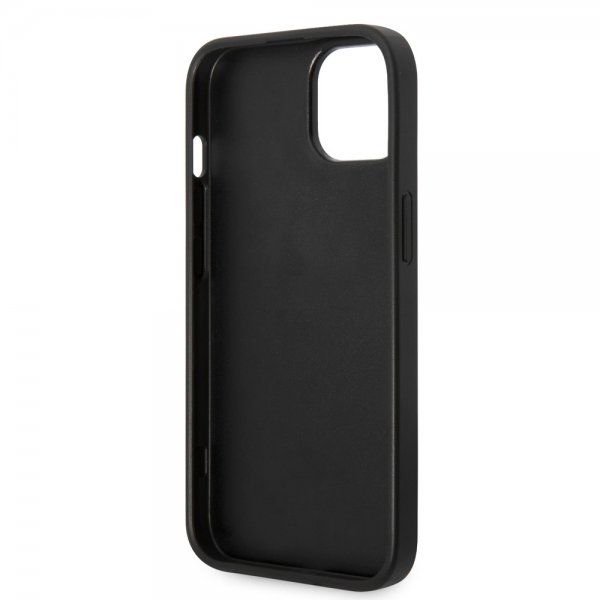 Guess iPhone 14 Cover Saffiano Metal Logo Stripes Sort
