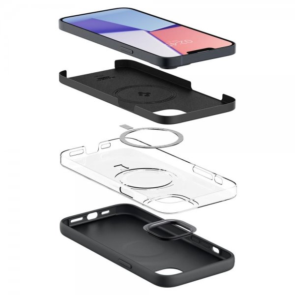 Spigen iPhone 14 Cover Silicone Fit MagFit Sort