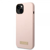 Guess iPhone 14 Cover Silikone Metalplade MagSafe Rosa