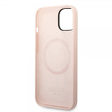 Guess iPhone 14 Cover Silikone Metalplade MagSafe Rosa