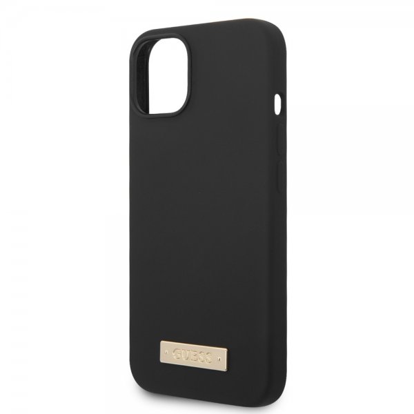 Guess iPhone 13 Cover Silikone Metalplade MagSafe Sort