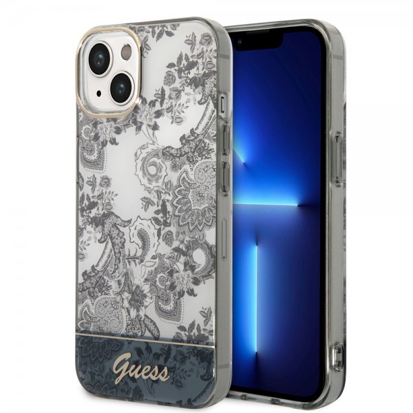 Guess iPhone 14 Cover Toile de Jouy Grå
