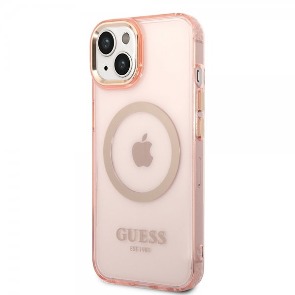 Guess iPhone 14 Cover Translucent MagSafe Rose