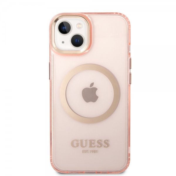 Guess iPhone 14 Cover Translucent MagSafe Rose