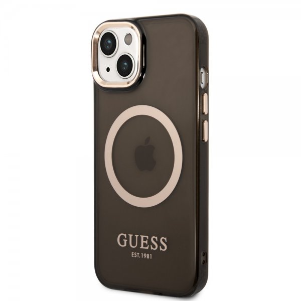 Guess iPhone 14 Cover Gennemsigtig MagSafe Sort