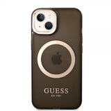 Guess iPhone 14 Cover Gennemsigtig MagSafe Sort