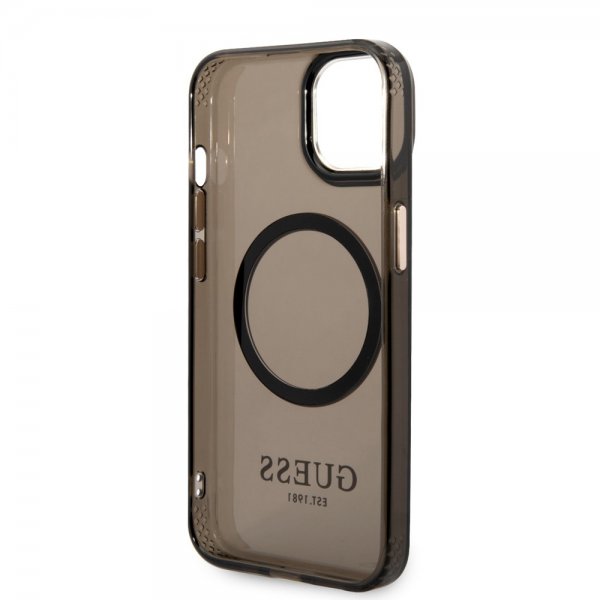 Guess iPhone 14 Cover Gennemsigtig MagSafe Sort