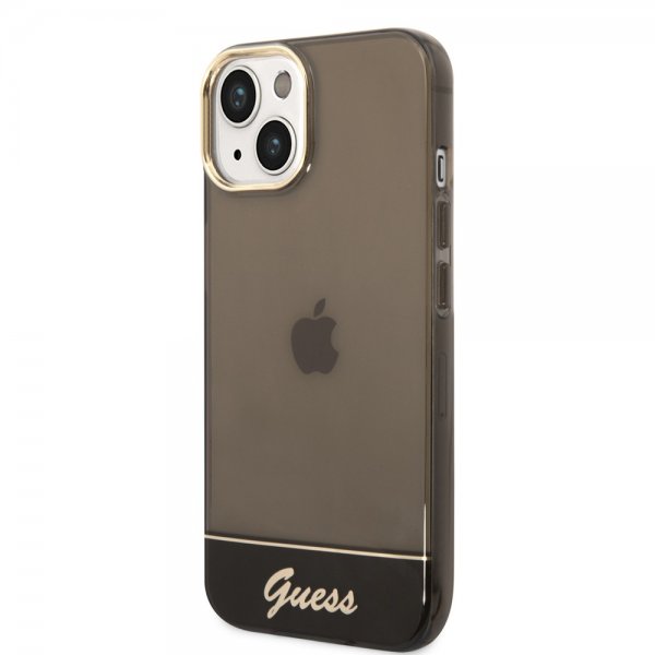 Guess iPhone 14 Cover Gennemsigtig Sort