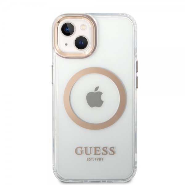 Guess iPhone 14 Cover Gennemsigtig MagSafe Guld Gennemsigtig