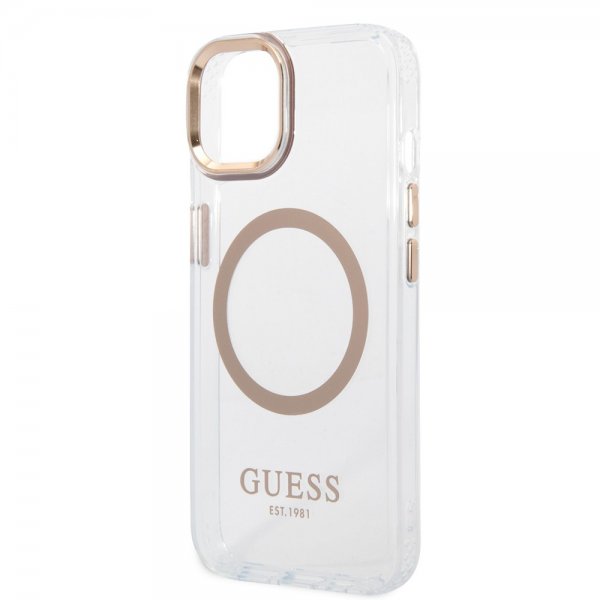 Guess iPhone 14 Cover Gennemsigtig MagSafe Guld Gennemsigtig